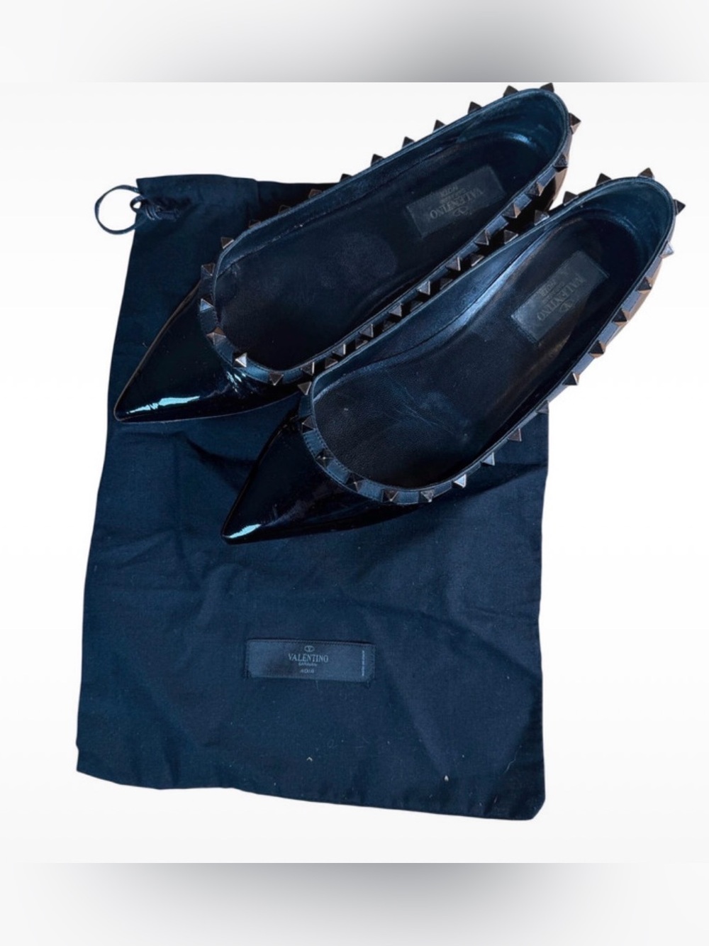 Valentino Garavani Black Patent Noir Rockstud Flats 8.5 - Picture 11 of 11